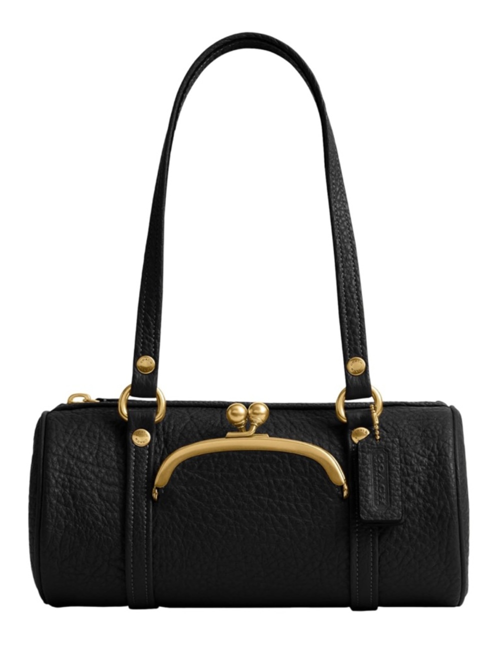New Coach Kisslock Barrel Shoulder Bag 28 with Black and Gold - Picture 1 of 14